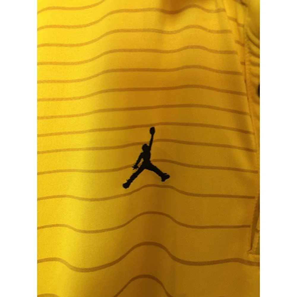 Jordan Michigan Wolverines Polo Shirt Mens Med Yellow Dri-Fit NCAA‎